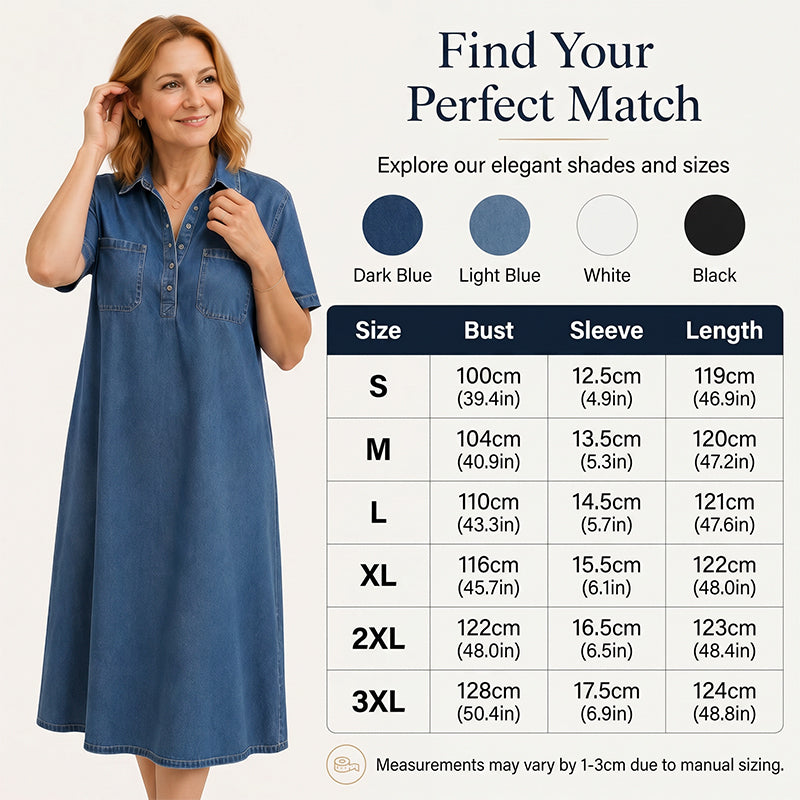 New Arrival🔥 Casual Pocket Denim Midi Shirt Dress👗